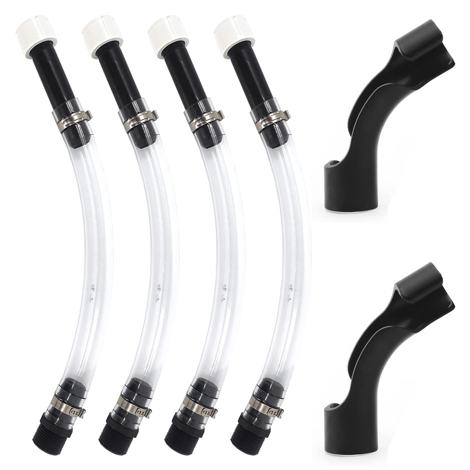 Prijesse 4 Pack Racing Fuel Filler Jug Hose, 14 Inch Transparent Gas Can Hose With 2 Pack Hose Bender, Clear Racing Fuel Filler